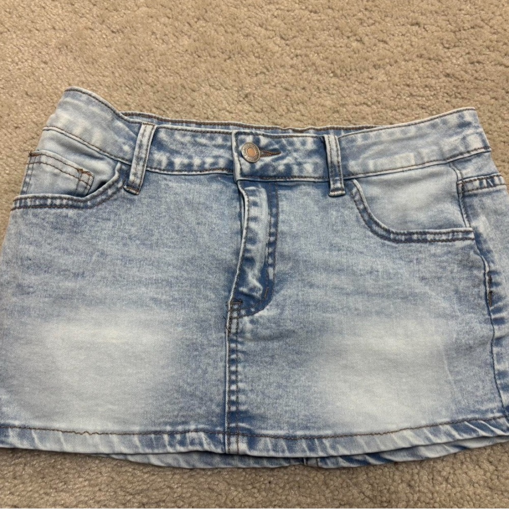 denim mini skirt